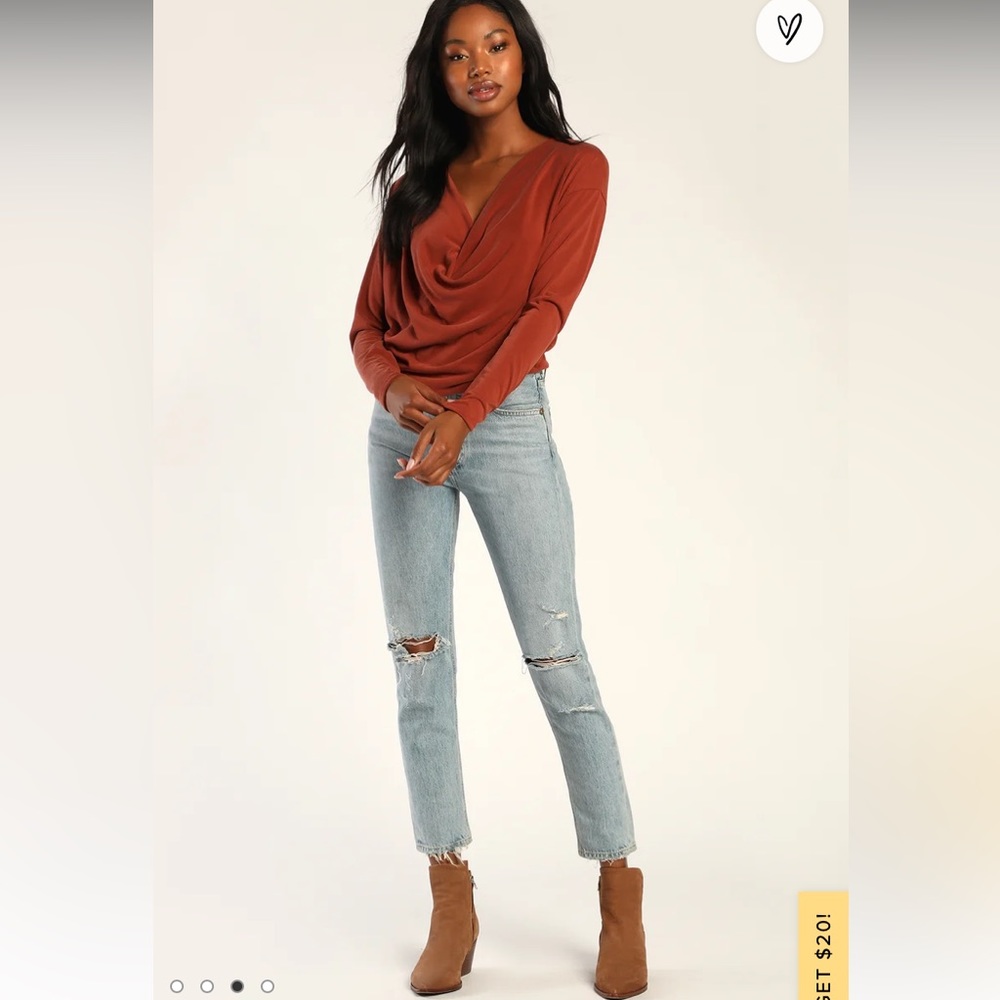 Lulus draped long sleeve top - small